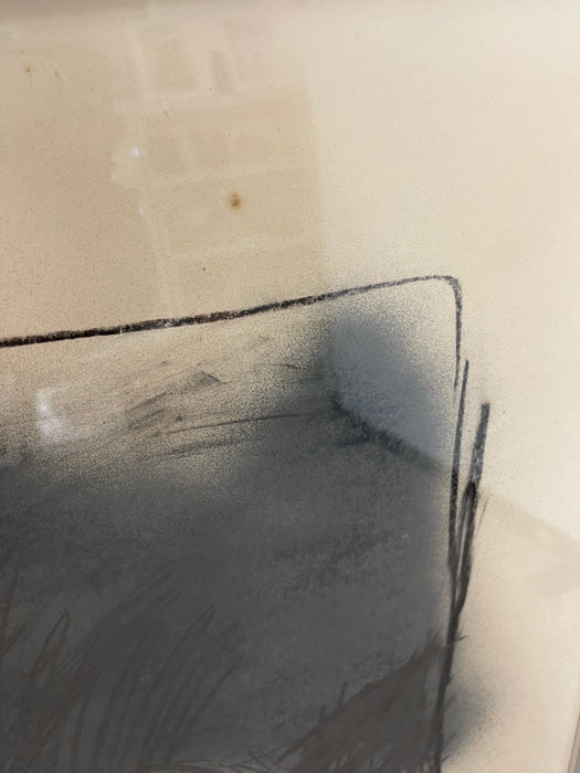 Vintage Abstract Figurative Mixed Media Drawing with Pastel Accents in Metal Frame