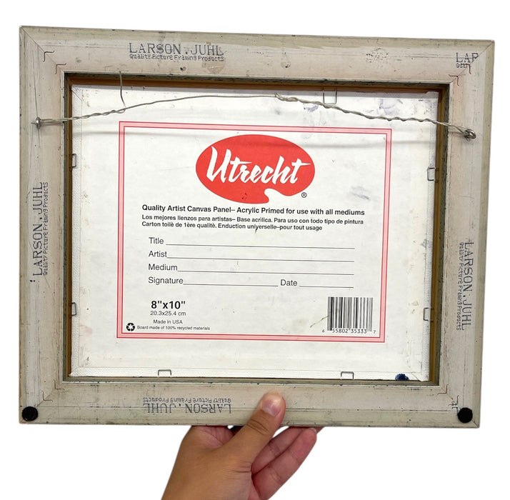 Likely Original Still Life Oil Painting of Blue Planter with Flowers by R. Glidden, Framed 8" x 10"