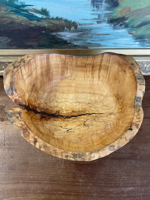 Hand-Turned Spalted Sugar Maple Pedestal Bowl, Wisconsin Artisan, 2018