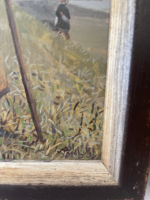 Pair of Vintage Tatar Guard and Woman Paintings in Traditional Dress