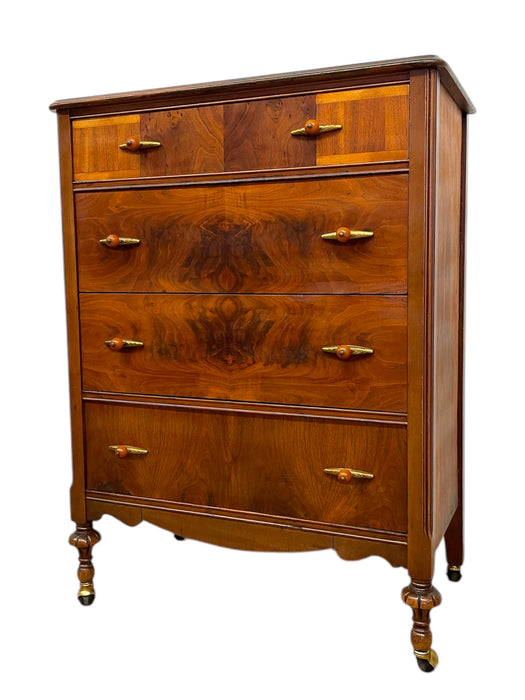 Antique Art Deco Dresser with Bakelite and Brass Finished Handles