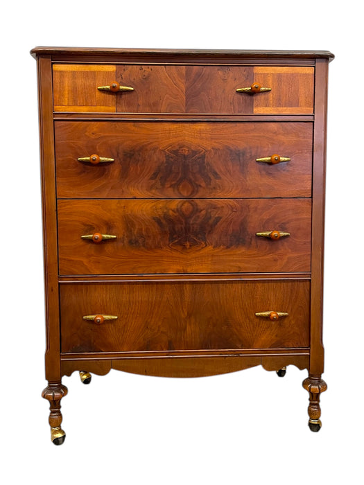 Antique Art Deco Dresser with Bakelite and Brass Finished Handles