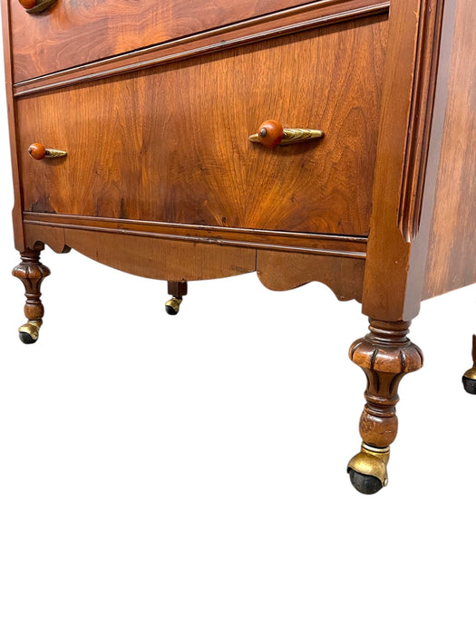 Antique Art Deco Dresser with Bakelite and Brass Finished Handles