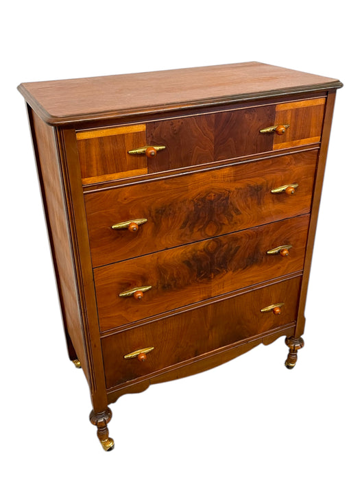 Antique Art Deco Dresser with Bakelite and Brass Finished Handles