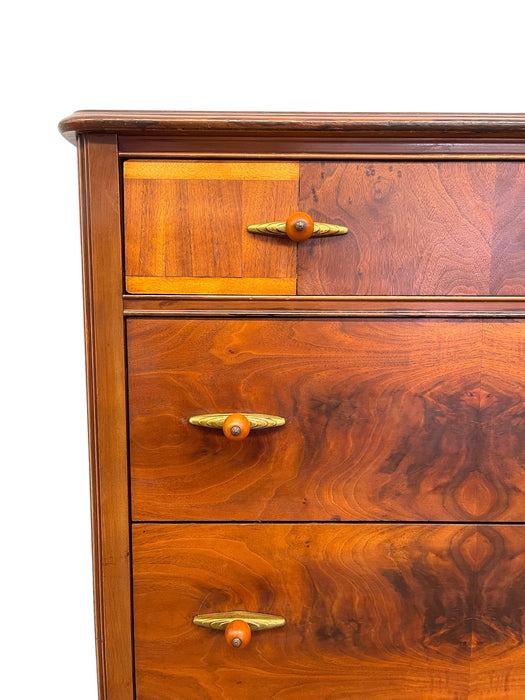 Antique Art Deco Dresser with Bakelite and Brass Finished Handles