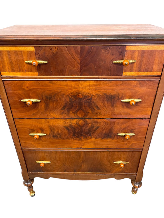 Antique Art Deco Dresser with Bakelite and Brass Finished Handles