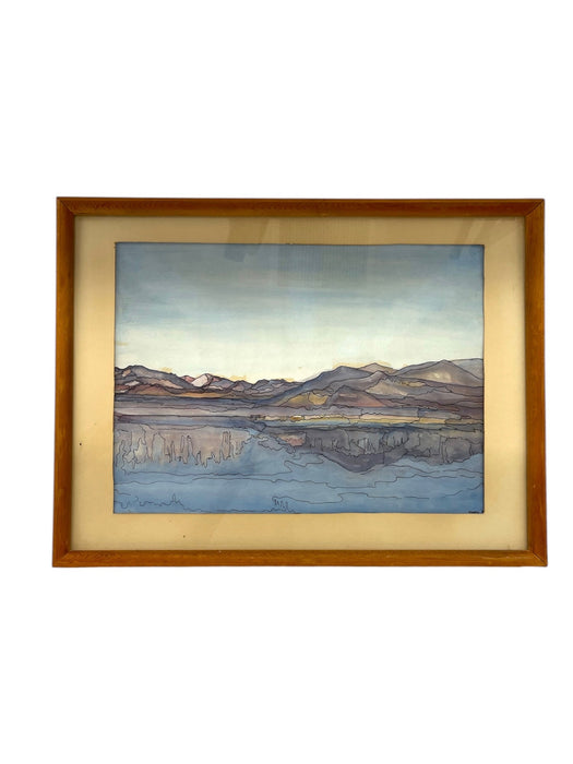 Possibly Original Mid-Century Modern Watercolor Landscape Painting Signed Mary,1969