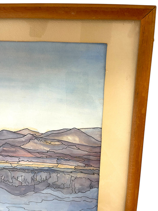 Possibly Original Mid-Century Modern Watercolor Landscape Painting Signed Mary,1969