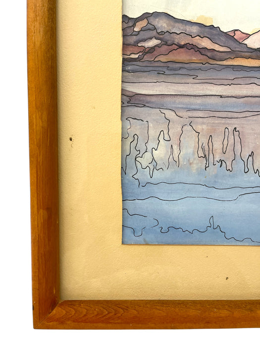 Possibly Original Mid-Century Modern Watercolor Landscape Painting Signed Mary,1969
