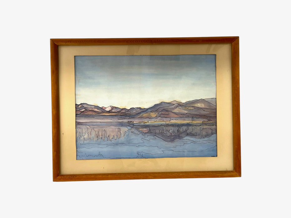 Possibly Original Mid-Century Modern Watercolor Landscape Painting Signed Mary,1969