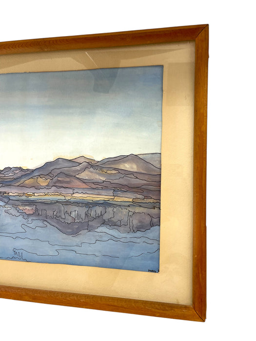 Possibly Original Mid-Century Modern Watercolor Landscape Painting Signed Mary,1969
