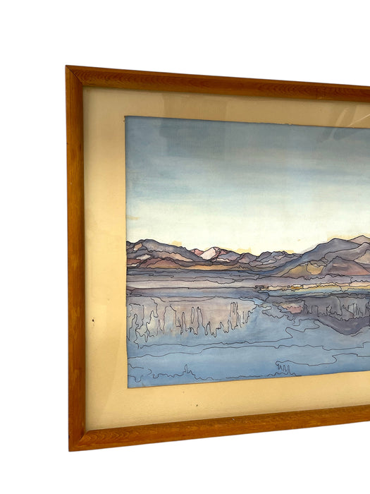 Possibly Original Mid-Century Modern Watercolor Landscape Painting Signed Mary,1969