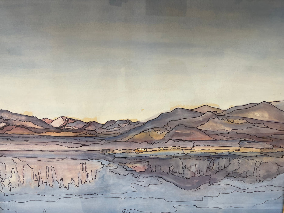 Possibly Original Mid-Century Modern Watercolor Landscape Painting Signed Mary,1969