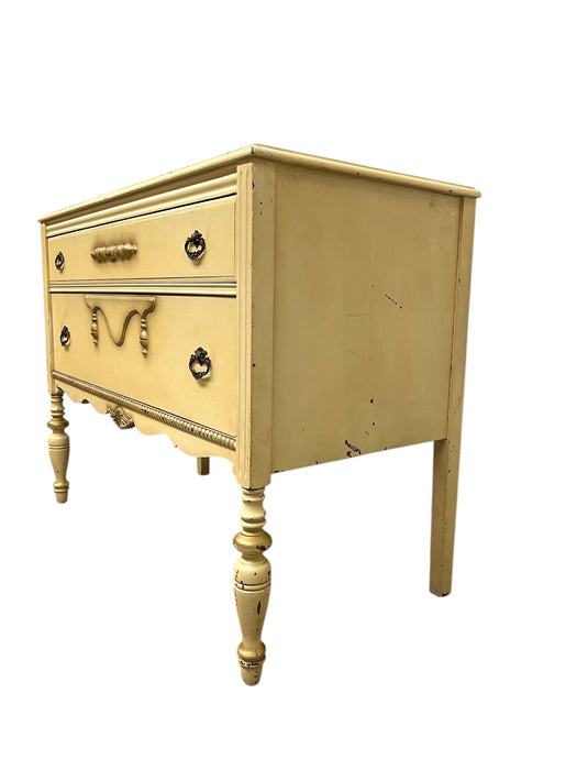 French Provincial Style Painted Dresser with Turned Legs and Ornate Pulls