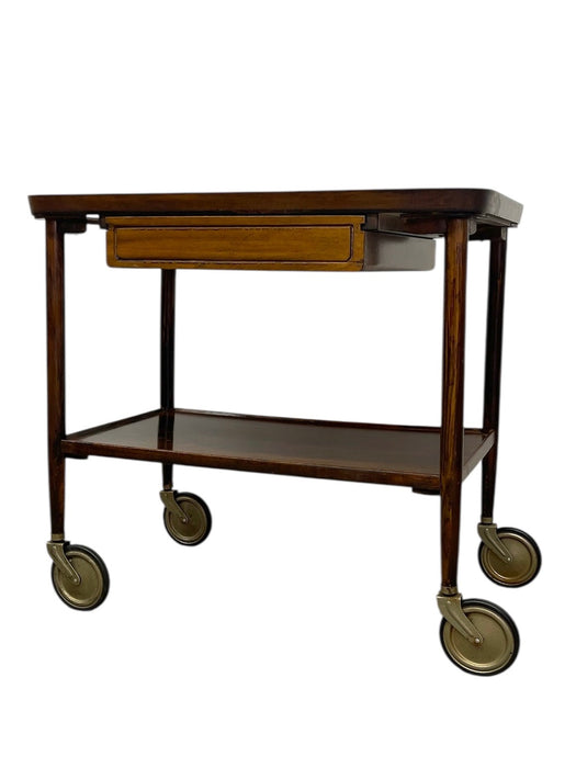 Vintage Mid-Century Modern Rolling Bar Cart with Drawer