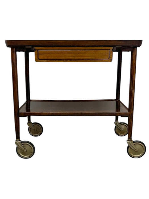 Vintage Mid-Century Modern Rolling Bar Cart with Drawer