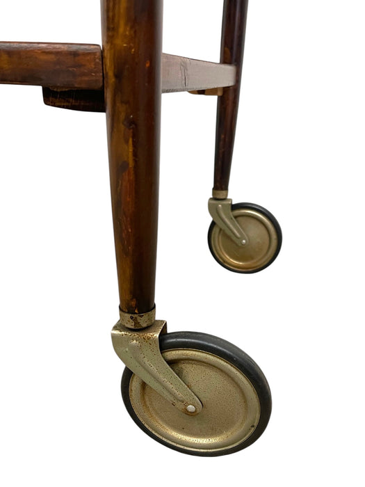 Vintage Mid-Century Modern Rolling Bar Cart with Drawer