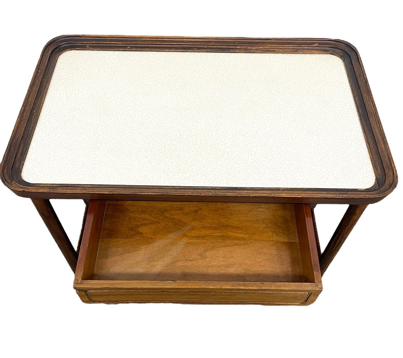 Vintage Mid-Century Modern Rolling Bar Cart with Drawer