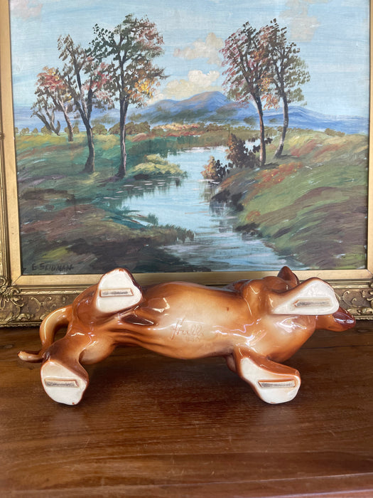 Vintage Hull Pottery Dachshund Planter, Mid-Century Ceramic Dog Figurine, USA