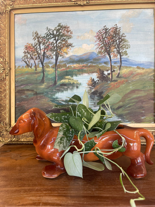 Vintage Hull Pottery Dachshund Planter, Mid-Century Ceramic Dog Figurine, USA