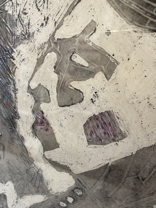 1988 Abstract Figurative Collagraph Print "Indian Ill - Elephant" by B. Dodson