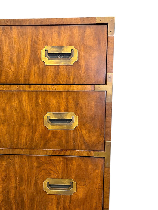 Vintage Dixie Campaign Style 5-Drawer Chest with Brass Toned Hardware