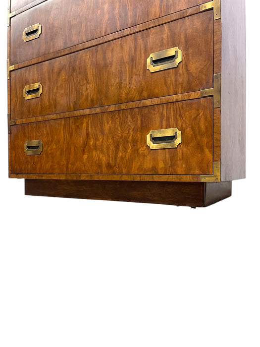 Vintage Dixie Campaign Style 5-Drawer Chest with Brass Toned Hardware