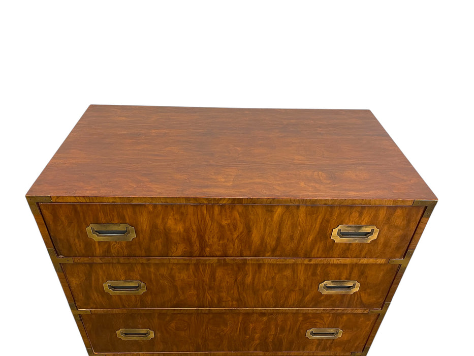 Vintage Dixie Campaign Style 5-Drawer Chest with Brass Toned Hardware