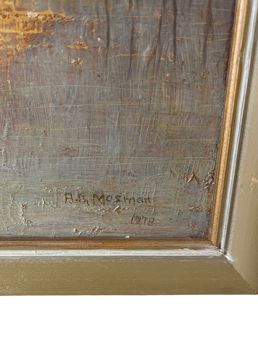 Original 1978 Oil Painting Autumn Dress by A. B Mosman - Framed Landscape Artwork