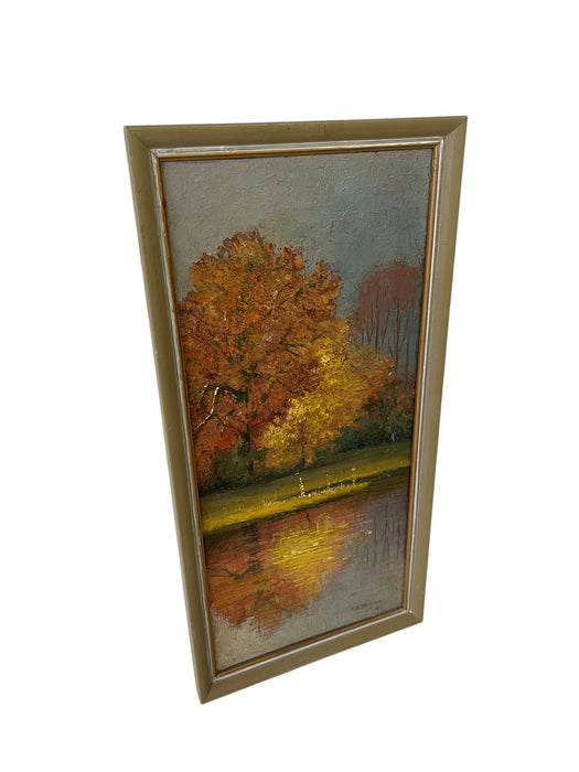 Original 1978 Oil Painting Autumn Dress by A. B Mosman - Framed Landscape Artwork