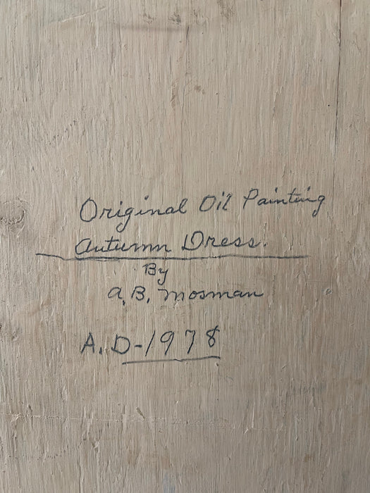 Original 1978 Oil Painting Autumn Dress by A. B Mosman - Framed Landscape Artwork