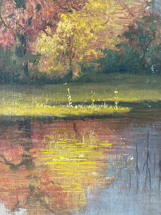 Original 1978 Oil Painting Autumn Dress by A. B Mosman - Framed Landscape Artwork