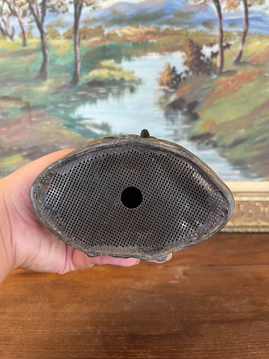 Antique Art Nouveau Cast Metal Bust of a Woman with Lily Motif, Early 20th Century