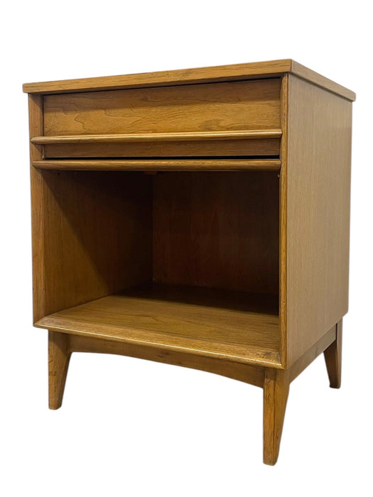 Vintage Mid-Century Modern Nightstand with Drawer and Open Shelf