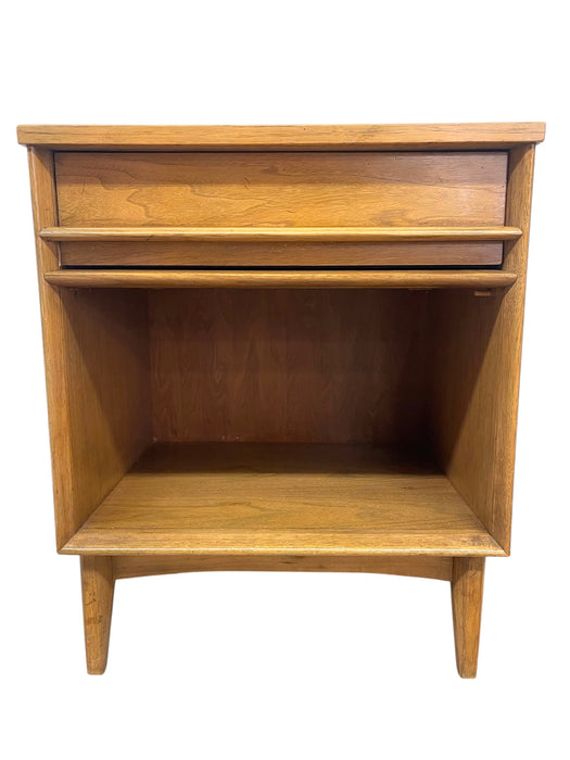 Vintage Mid-Century Modern Nightstand with Drawer and Open Shelf