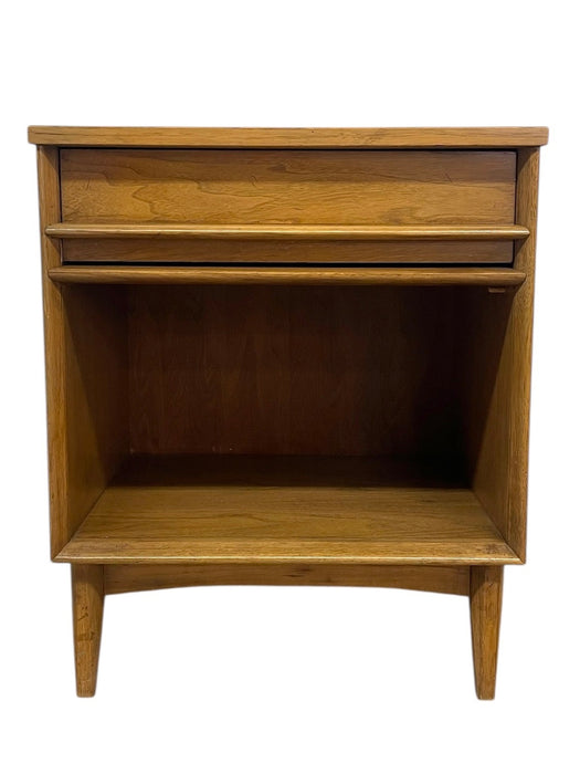 Vintage Mid-Century Modern Nightstand with Drawer and Open Shelf