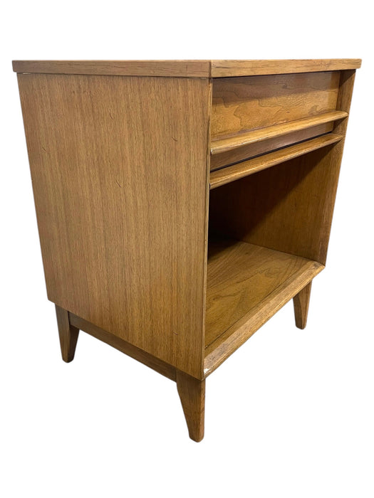 Vintage Mid-Century Modern Nightstand with Drawer and Open Shelf