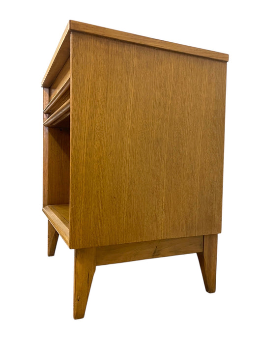 Vintage Mid-Century Modern Nightstand with Drawer and Open Shelf