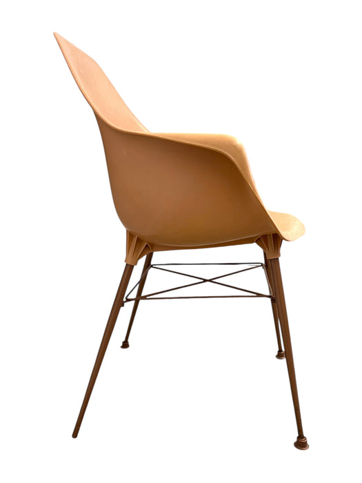 Vintage Armchair in Salmon Pink on Bronze Toned Eiffel Base