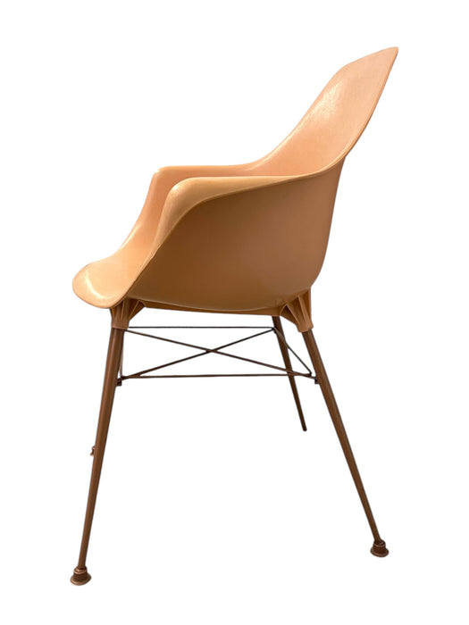 Vintage Armchair in Salmon Pink on Bronze Toned Eiffel Base