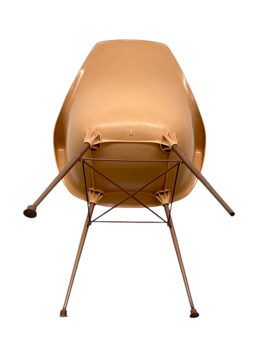 Vintage Armchair in Salmon Pink on Bronze Toned Eiffel Base