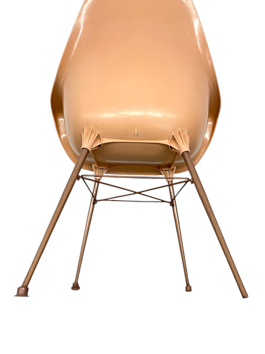 Vintage Armchair in Salmon Pink on Bronze Toned Eiffel Base