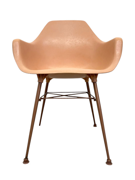 Vintage Armchair in Salmon Pink on Bronze Toned Eiffel Base