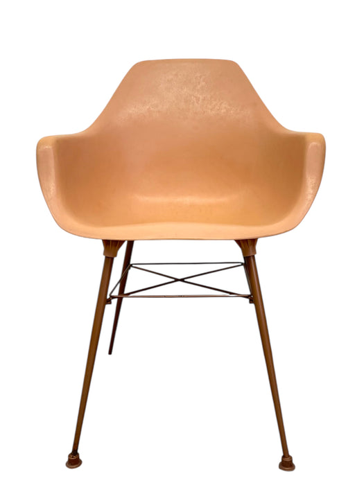 Vintage Armchair in Salmon Pink on Bronze Toned Eiffel Base