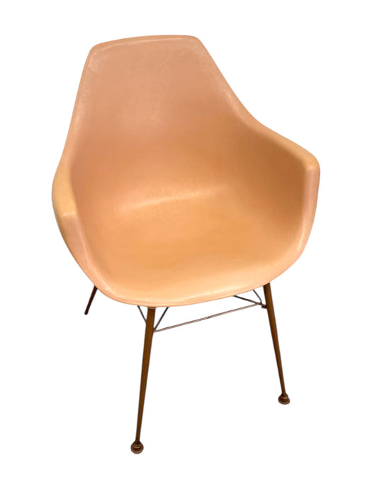 Vintage Armchair in Salmon Pink on Bronze Toned Eiffel Base