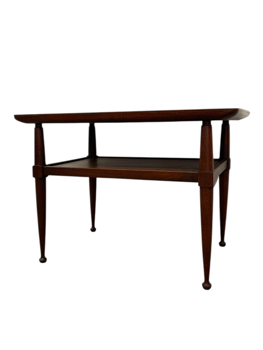 Vintage Mid Century Modern Two-Tier Side Table with tapered legs