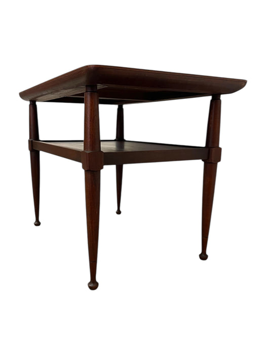 Vintage Mid Century Modern Two-Tier Side Table with tapered legs