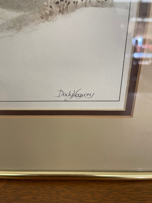 Framed Landscape Print by Dody Vegvary-Mid-20th Century Minimalist Countryside