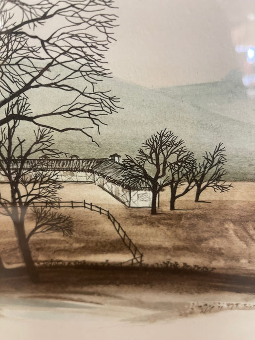 Framed Landscape Print by Dody Vegvary-Mid-20th Century Minimalist Countryside