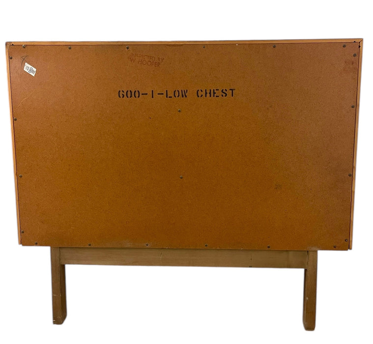 Vintage Mid Century Modern Dresser with Brass Finished Capped Wooden Legs from American of Martinsville